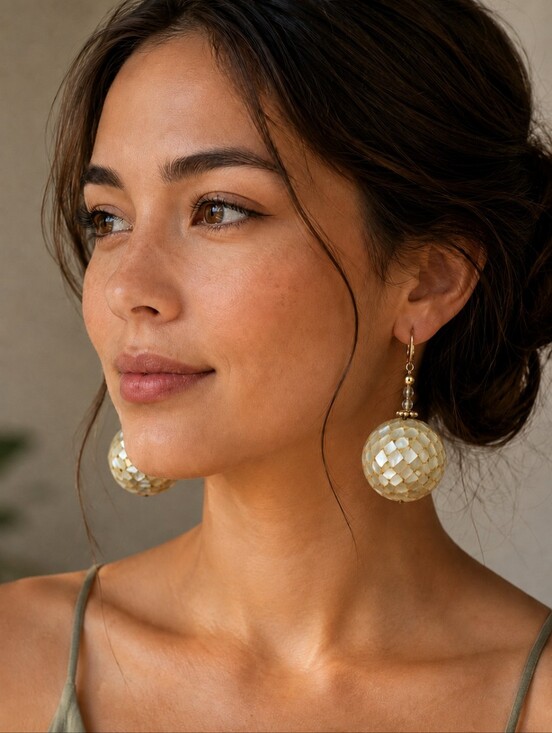 Jewelry - Vintage Mother-of-Pearl Mosaic Drop Earrings